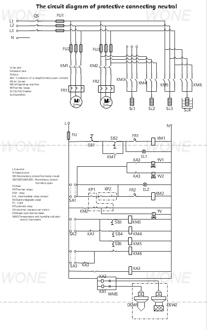 The circuit diagram of air cooled air conditioner