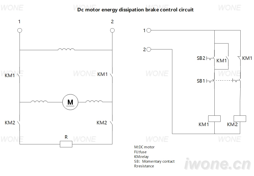Circuitus controlis freni dissipantis energiam motoris DC