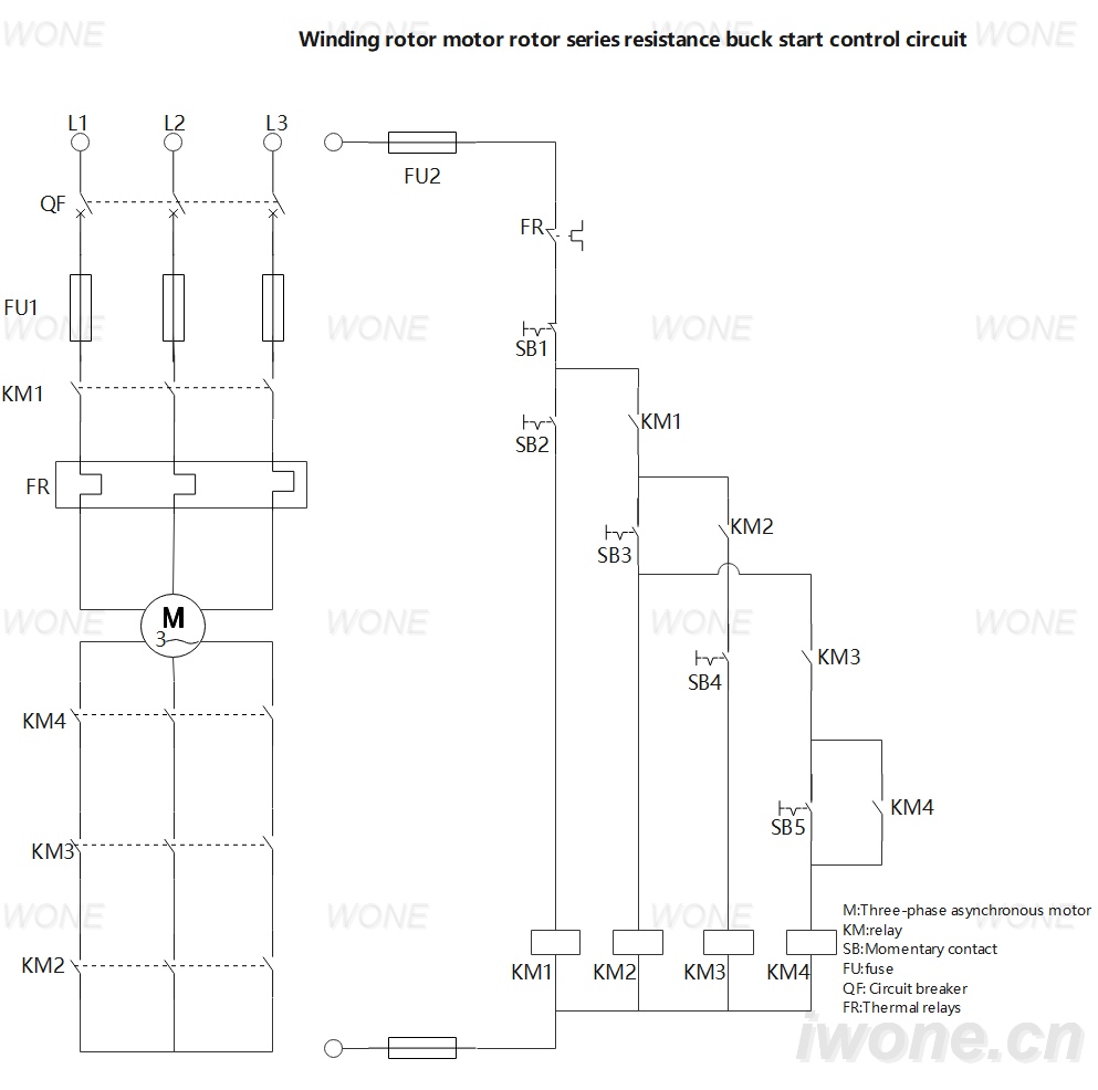 Circuit de commande de démarrage par affaiblissement en série du rotor de moteur à rotor bobiné
