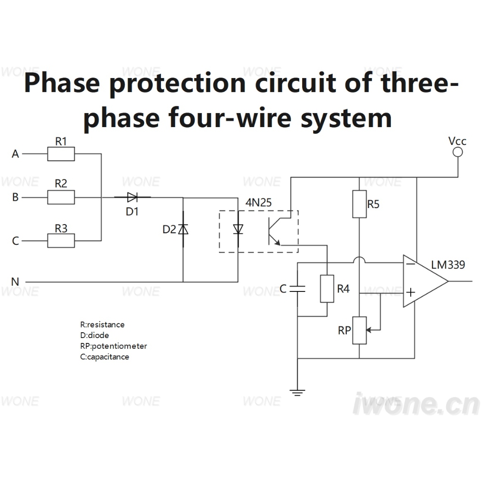 Phase protection circuit of three-phase four-wire system