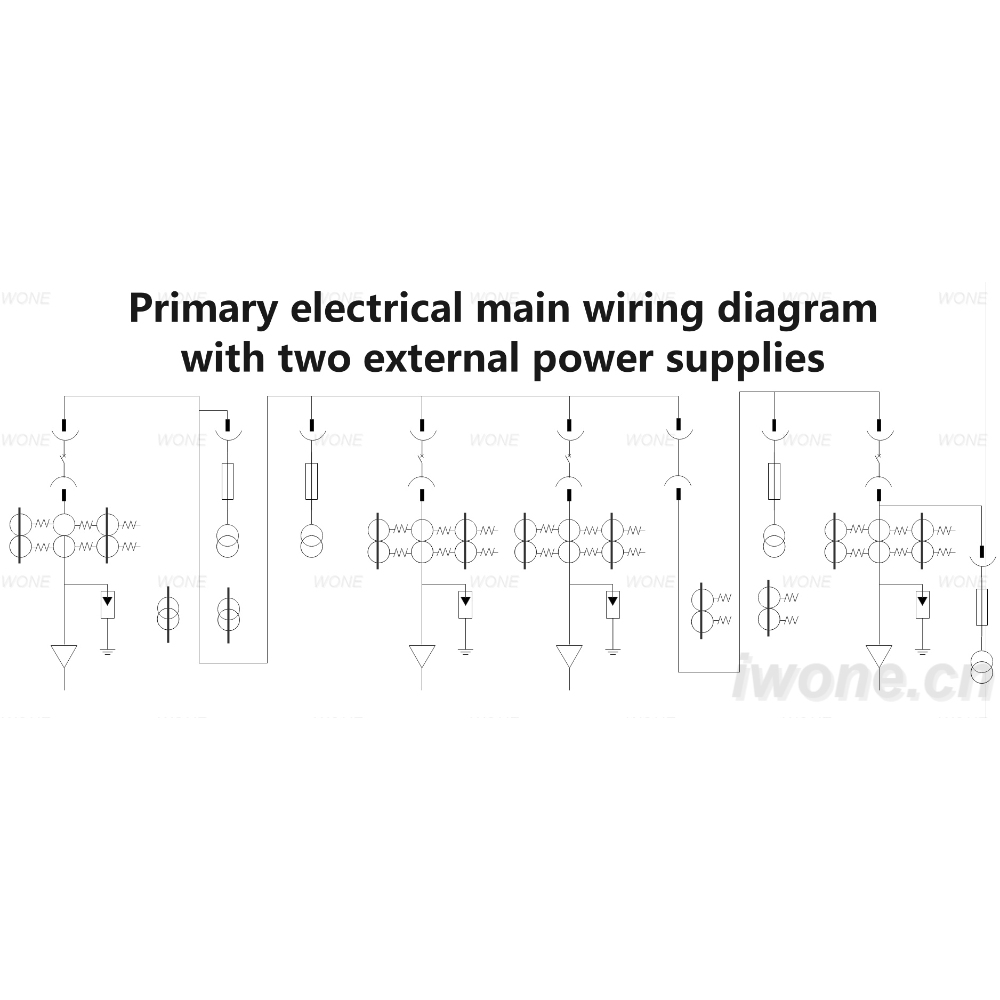 Diagrama principal eléctrico con dúas fontes de enerxía externas