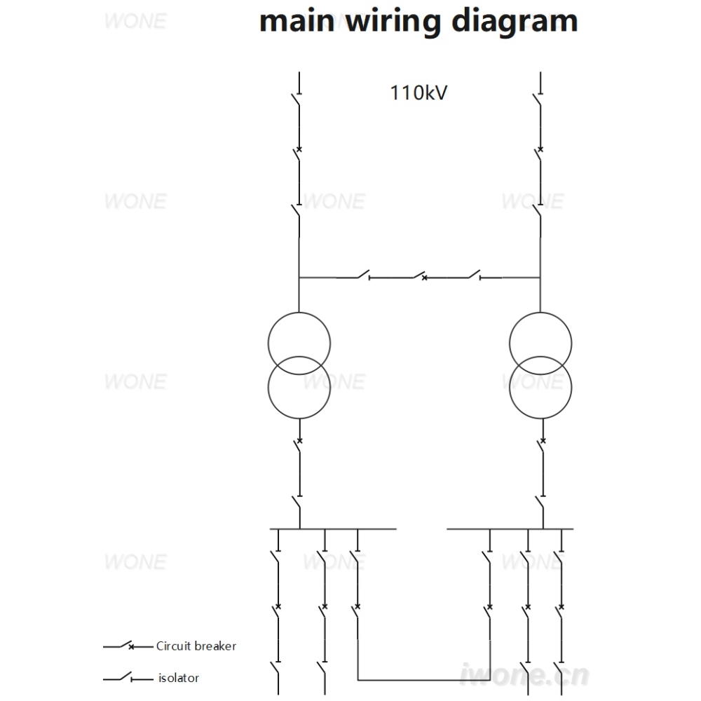 Diagrama de conexión principal da subestación terminal de 110kV