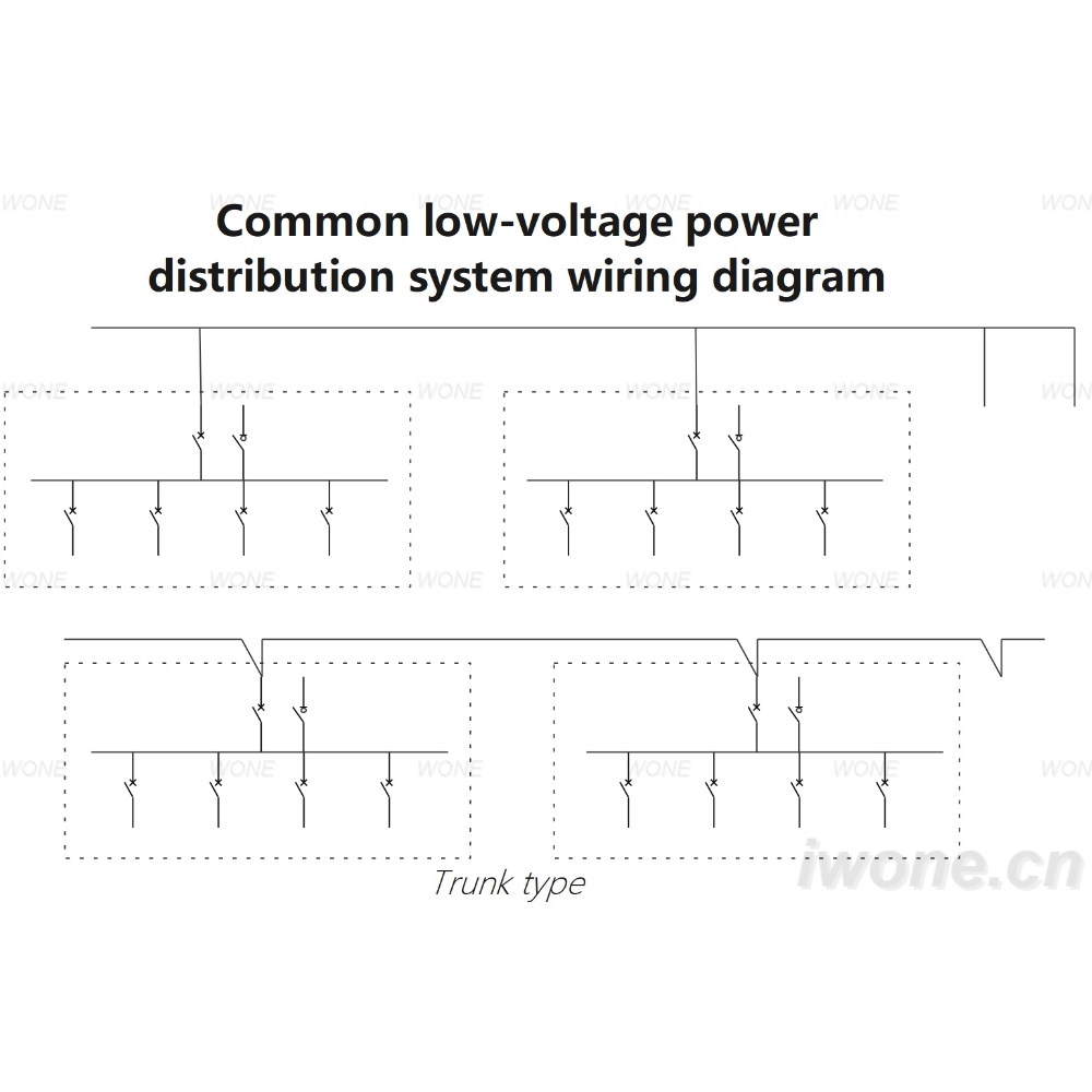 Esquema de cableado del sistema d'electrificació baixa tensió (tipus tronc)