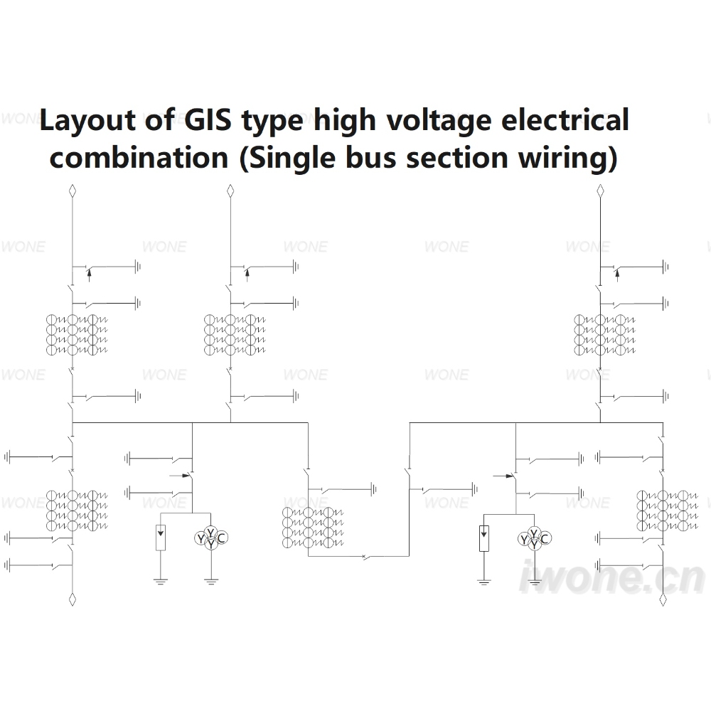 Deseño de combinación eléctrica de alta tensión do tipo GIS (conexión en sección de barramento único)