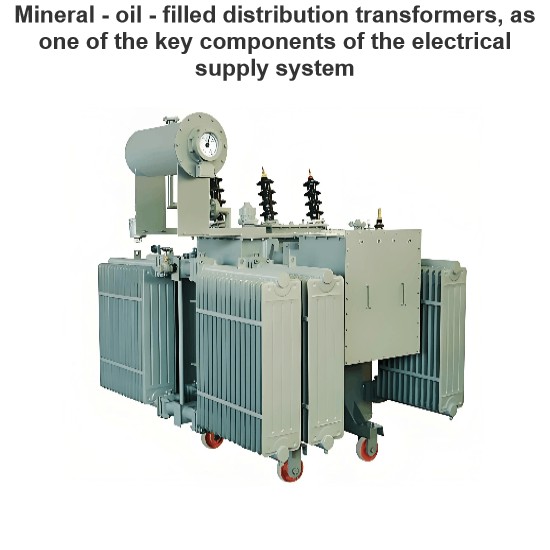 Distribution transformer filled with mineral oil