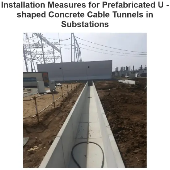 Medidas de instalación para túneis de cable de hormigón prefabricado en forma de U en subestacións