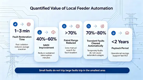 Communication-Free Feeder Automation: Recloser and Drop-Out Sectionalizer Coordination for Grids Without Communication Infrastructure