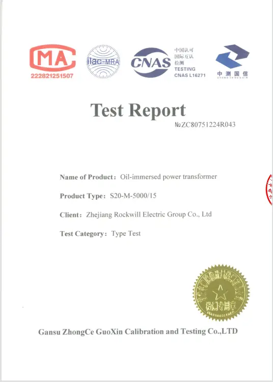 S20-M-5000/15 Oil-immersed power transformer Type Test