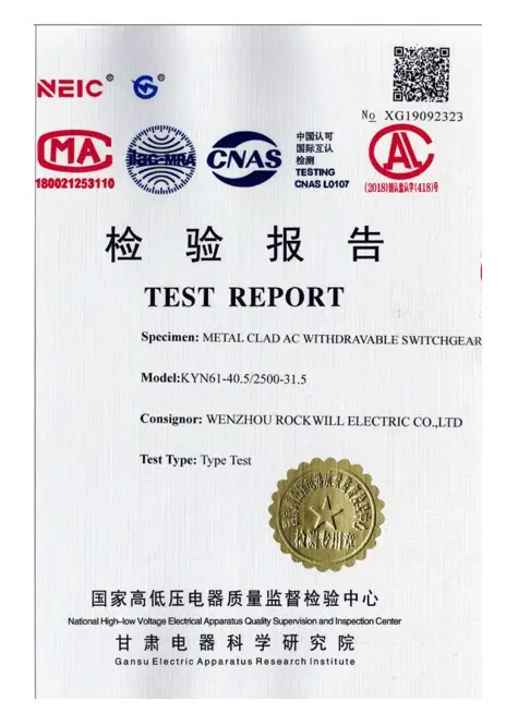 KYN61-40.5/2500-31.5 Metal clad ac withdrawable switchgear