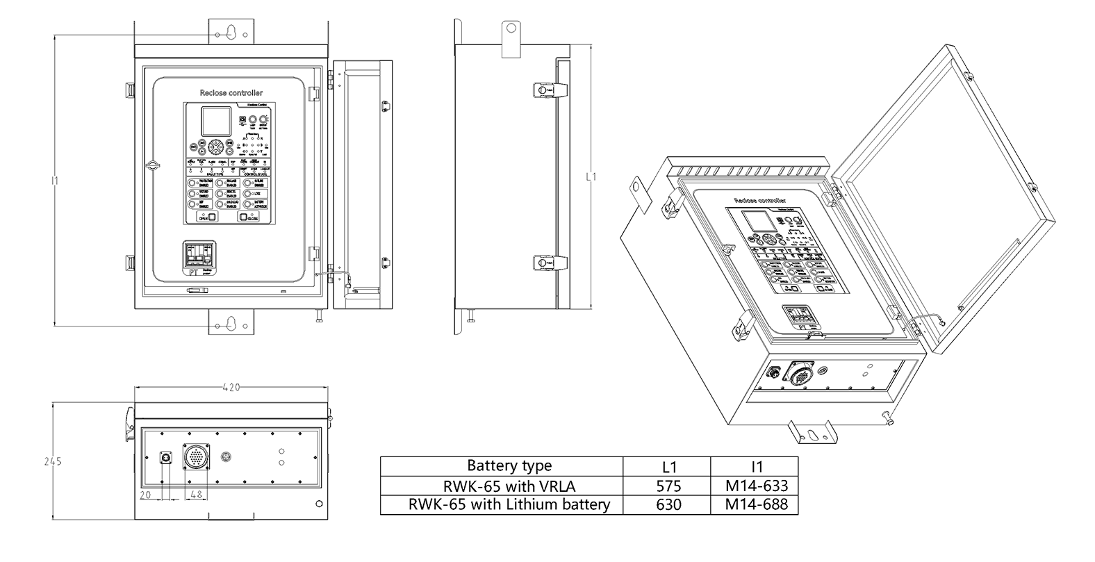 Advanced Recloser Controller.png RWK-65尺寸图-Model.png