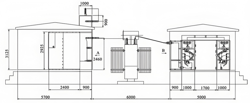 33kv 1250kVA Three Phase Power Distribution Compact Transformer Substation