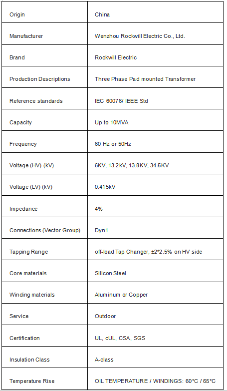 Up to 10MVA Three Phase Pad Mounted Distribution Transformer and Power Transformer