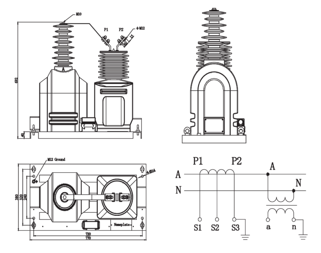 JLDZXW1-36 36kV Outdoor Three-Phase Combined Transformer