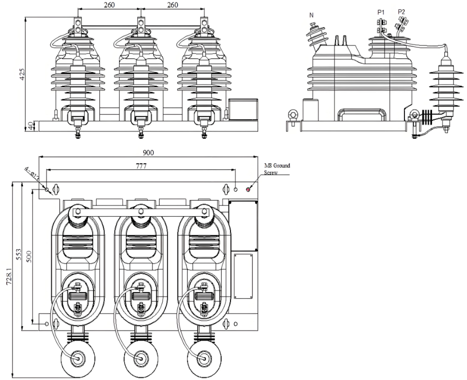 JLSZXW3-17.5F 17,5kV Außen-Dreiphasen-Epoxyharz-Kombinatransformator