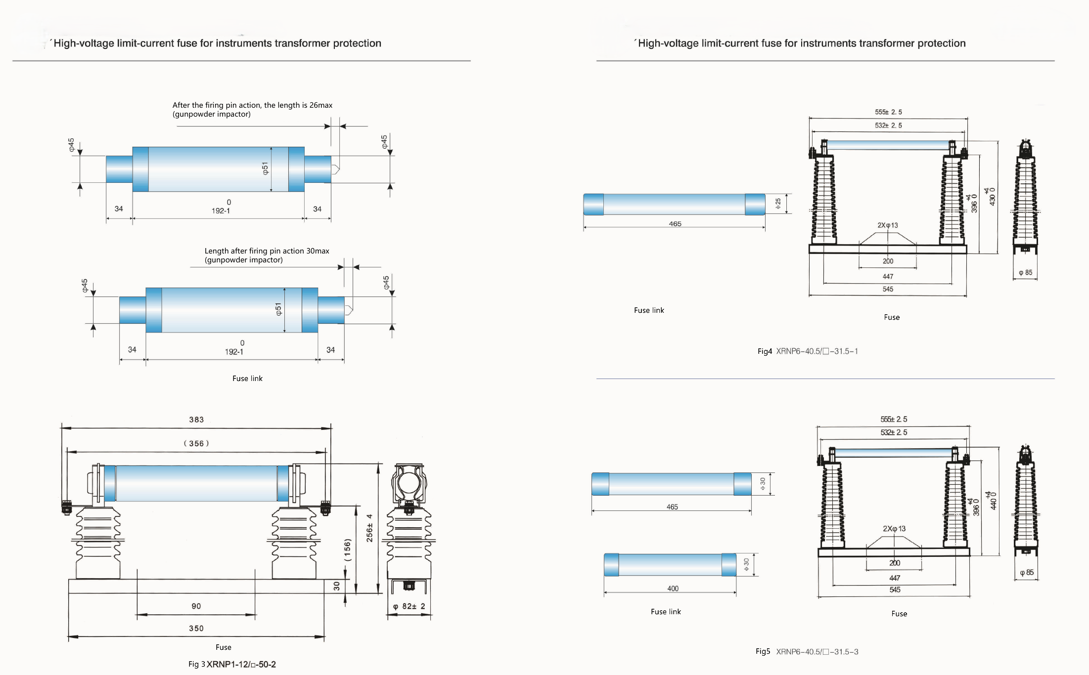 High voltage current limiting fuse for PT protection