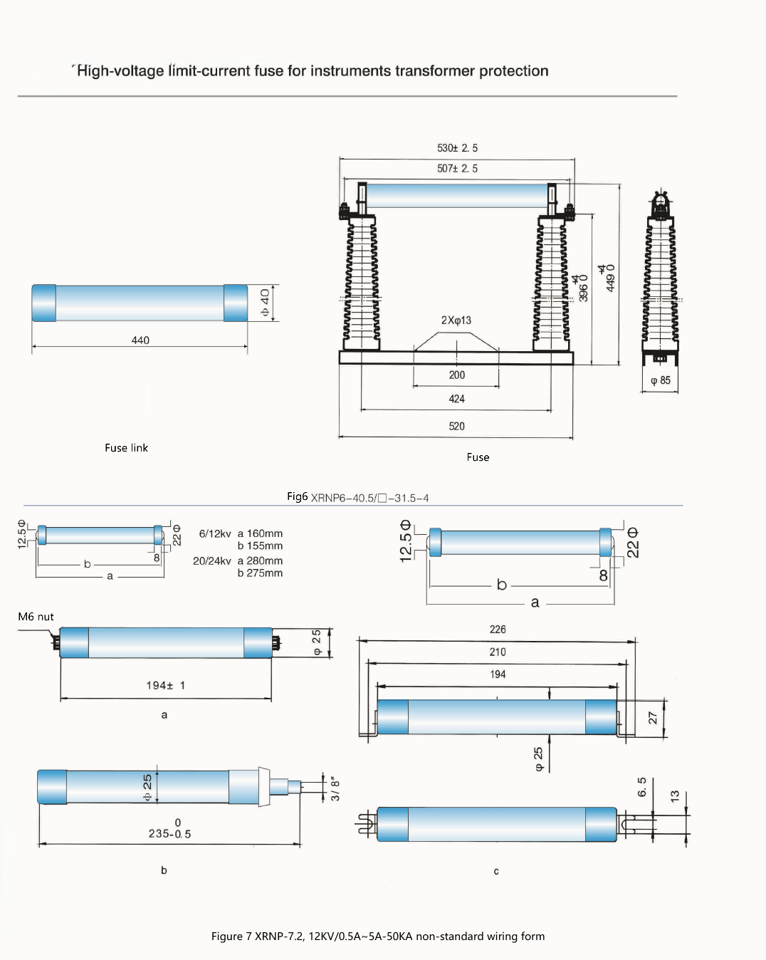 High voltage current limiting fuse for PT protection