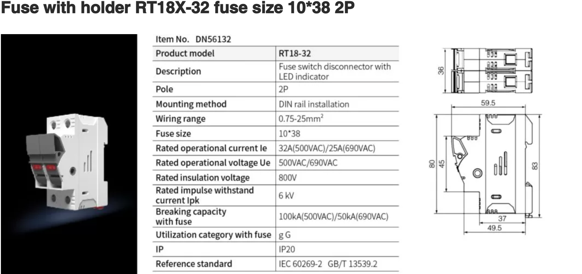 Fusshalter RT18X-32 1-3P mit LED-Indikator Fusssicherungsgröße