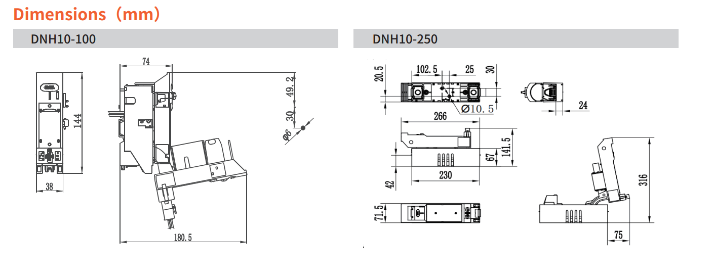 DNH10 1P Schaltfahrwerk mit Sicherung