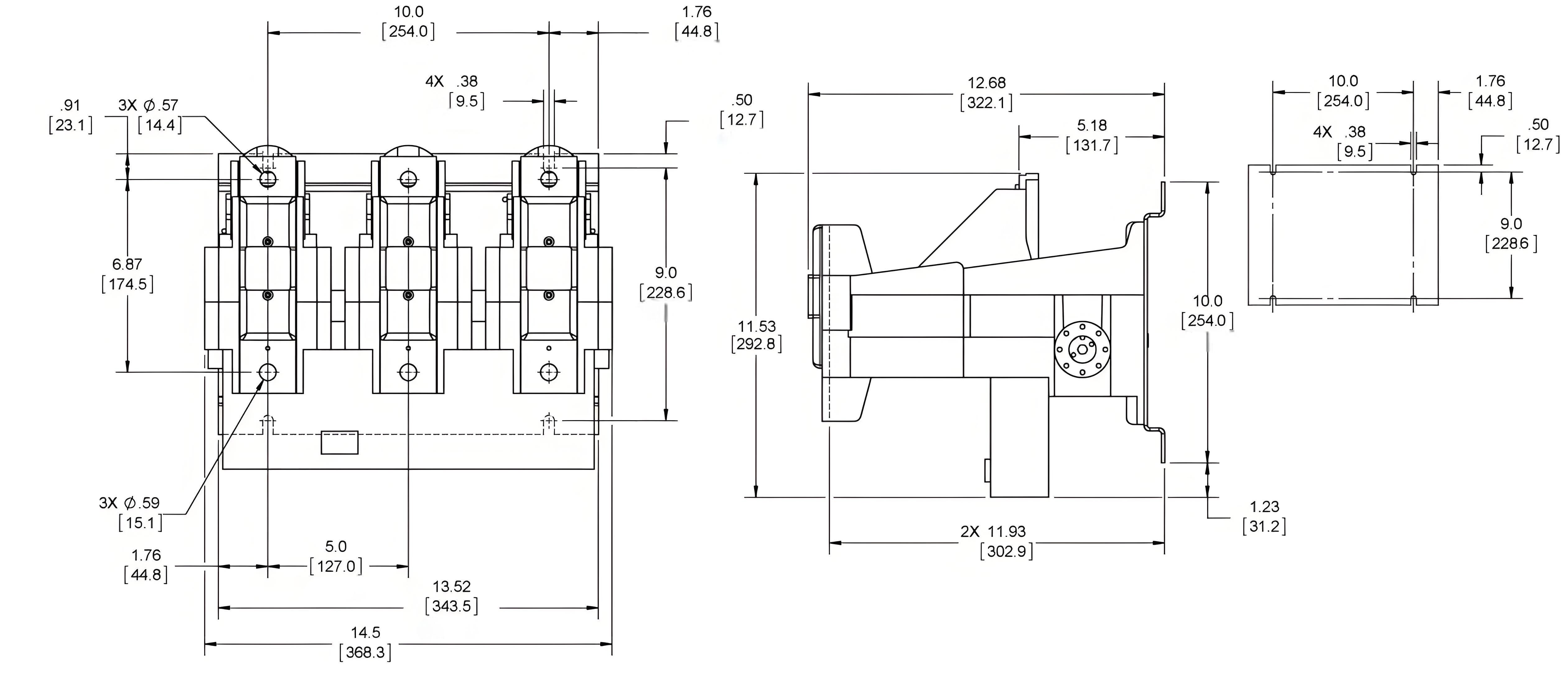 Medium-Voltage Vacuum Contactor Overall Dimension Drawing