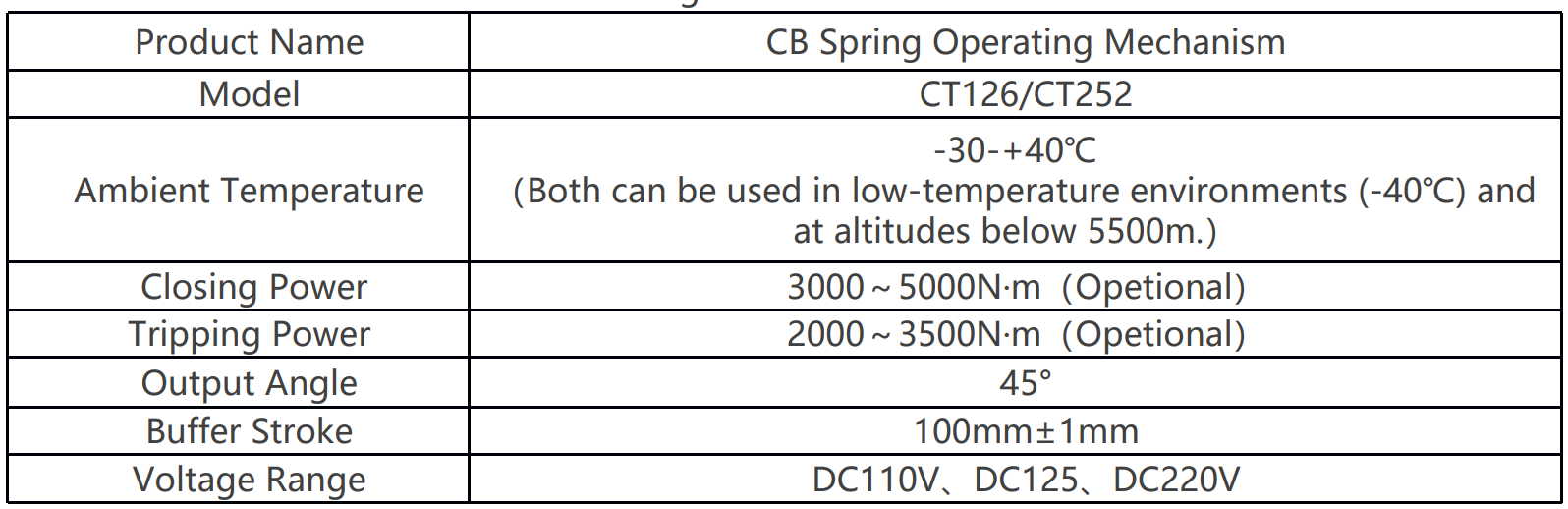 252kV CT126-1 Pemutus Sirkuit Mekanisme Pengoperasian Pegas