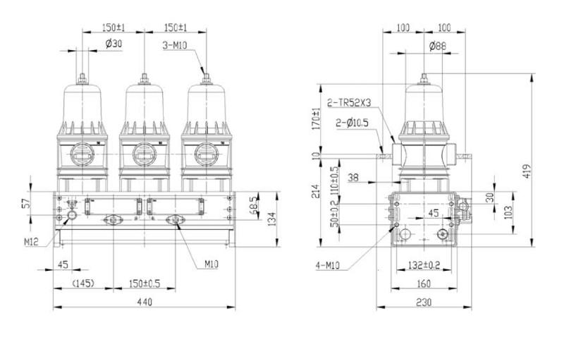 3-phase transparent shell Magnetically controlled vacuum circuit breaker