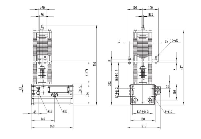 Pillar type Magnetically controlled vacuum circuit breaker