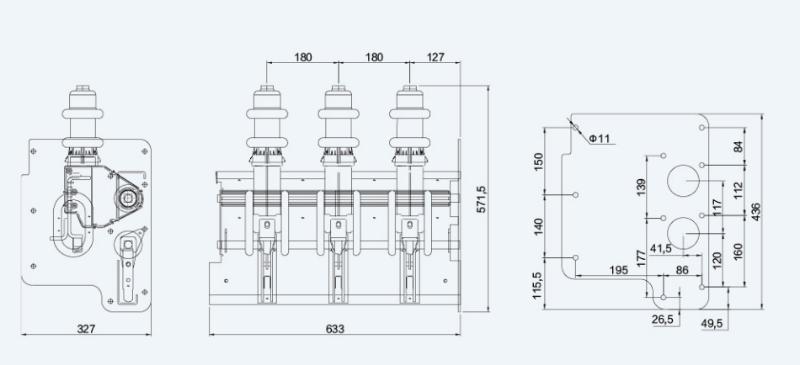 40.5kV SF6 gas insulated charging cabinet high voltage isolation switch