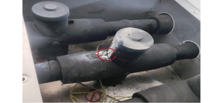 Figure 1 Condition of Phase B Busbar at the Accident Site.jpg Figure 1 Condition of Phase B Busbar at the Accident Site.jpg