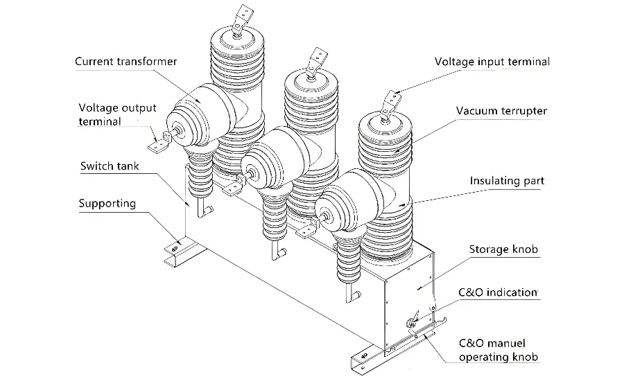 Outdoor Pole Mounted Automatic Circuit Recloser with Controller Schematic diagram