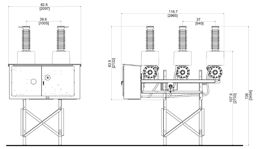 SF₆-free Dead Tank Circuit Breaker Dimensions