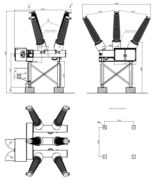 High-voltage AC Dead tank SF6 circuit breaker 72.5kV 145kV 