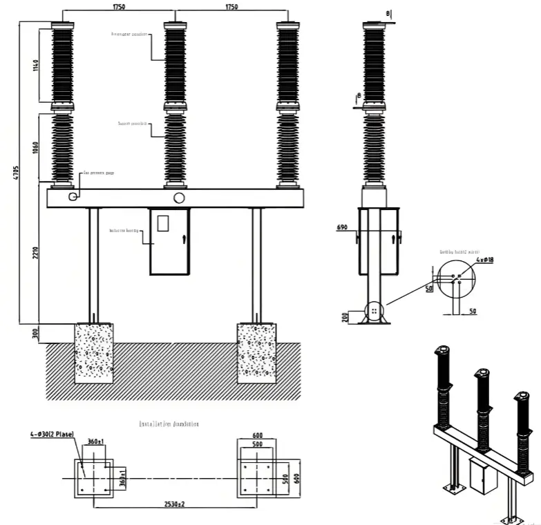Customization 123kV 145kV or Others Live tank SF6 Gas Circuit-Breaker