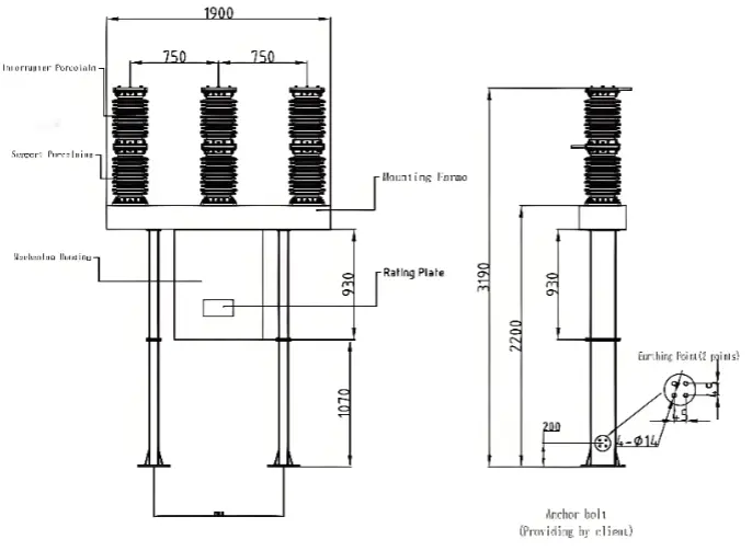 40.5kV HV Live tank SF6 gas circuit breaker