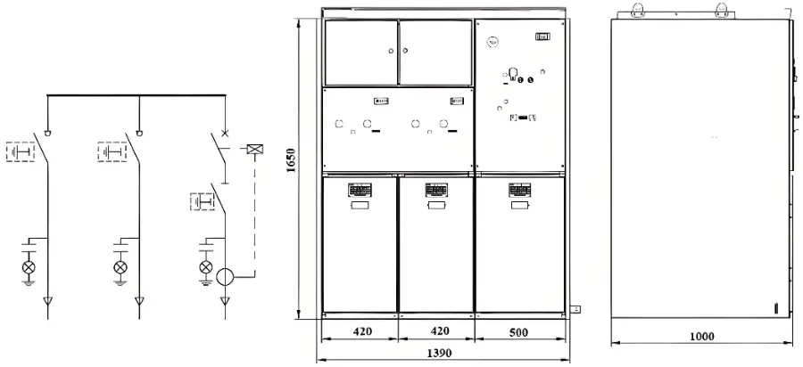 Schematic Diagram of 40.5 kV SF₆ Gas-Insulated Switchgear