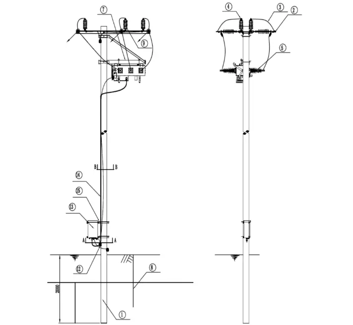 SF6-insulated pole-mounted load break switch for Distribution Networks-38kV