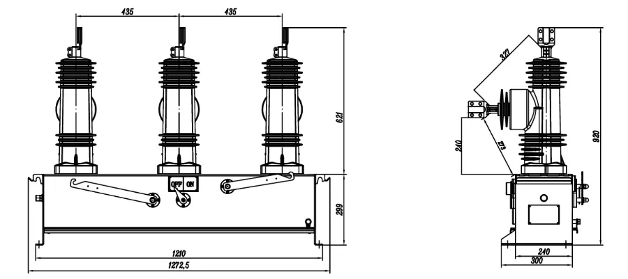 Three-phase Vacuum Recloser Dimension Drawing