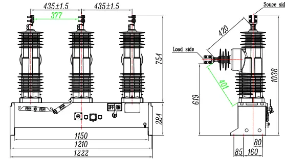 Pole Mounted outdoor vacuum recloser/Reclosure-38kV