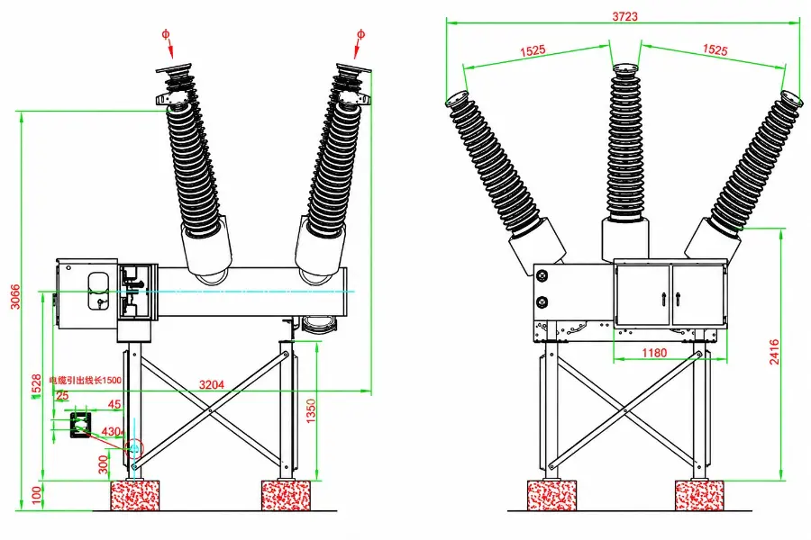 RVD-145 SF6-free Dead Tank Circuit Breaker Drawings