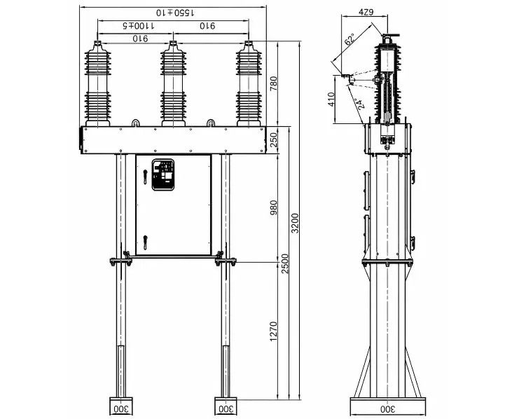 Outdoor live tank vacuum circuit breaker drawings