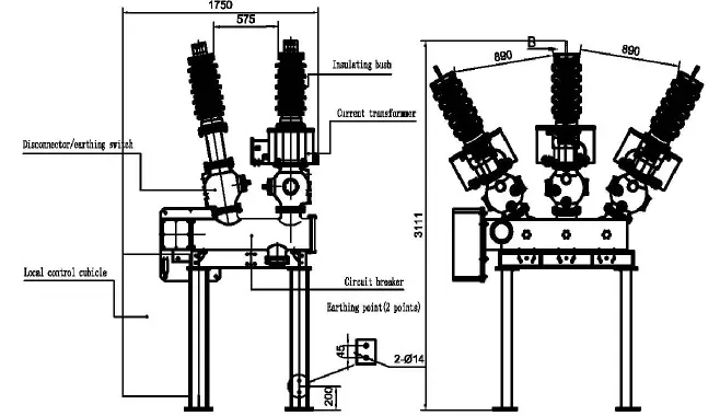 Compact Hybrid Gas Insulated Switchgear 40.5kV