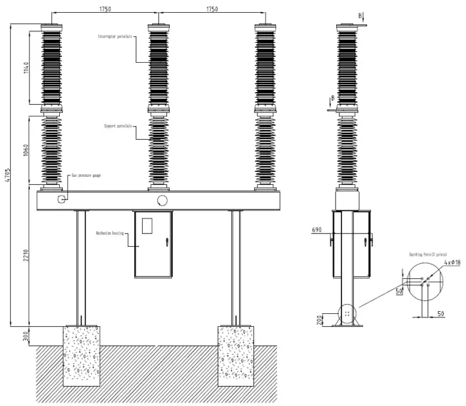145kV HV Vacuum circuit breaker drawings