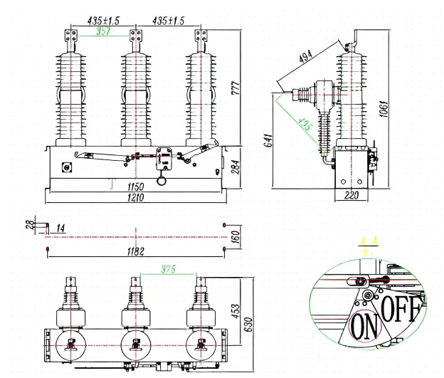 Pole Mounted Automatic Circuit Recloser External Dimensions – Pole Mounted Recloser China Manufacturer