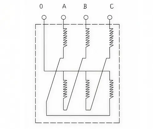 ZN zigzag earthing transformer winding diagram